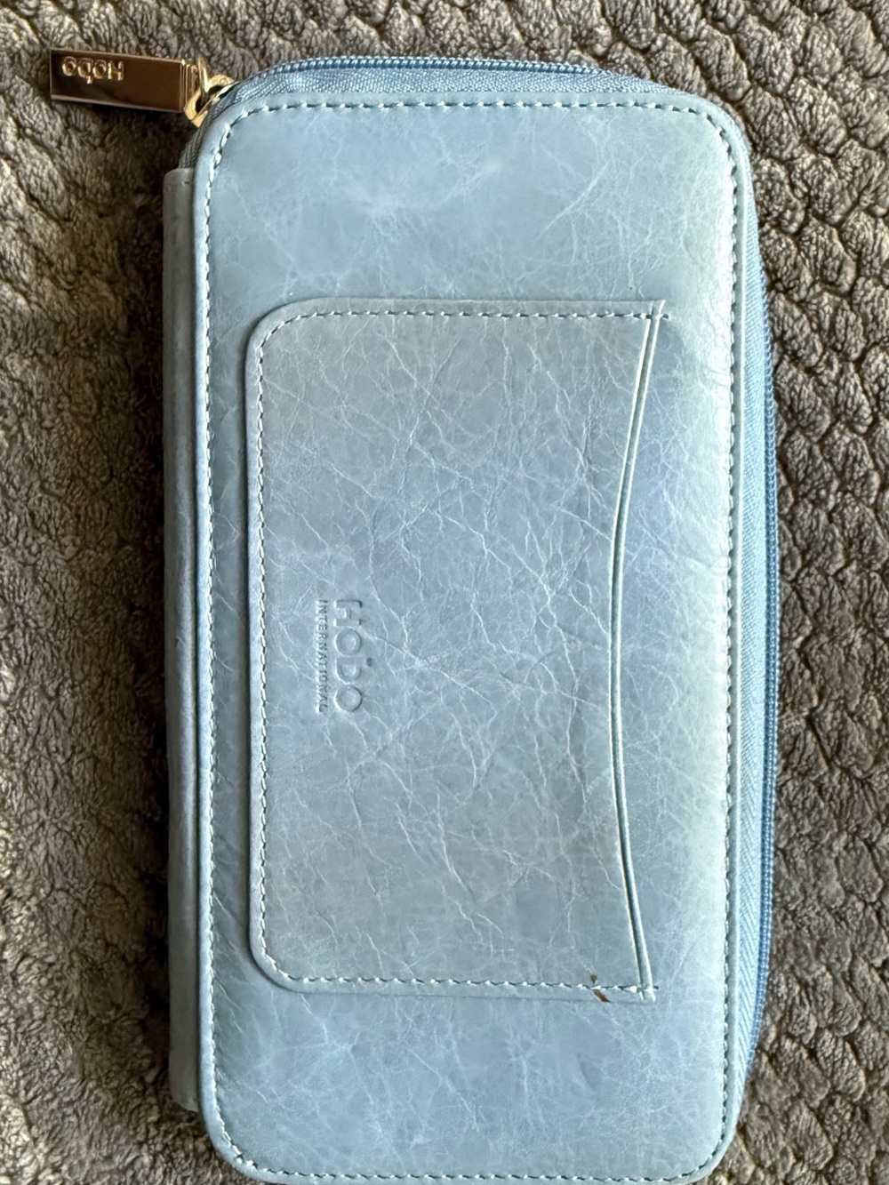 Hobo International Women Blue Zip-Around Wallet Card Slots Zip Coin Pocket